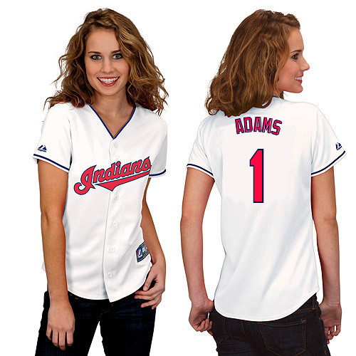 David Adams #1 mlb Jersey-Cleveland Indians Women's Authentic Home White Cool Base Baseball Jersey